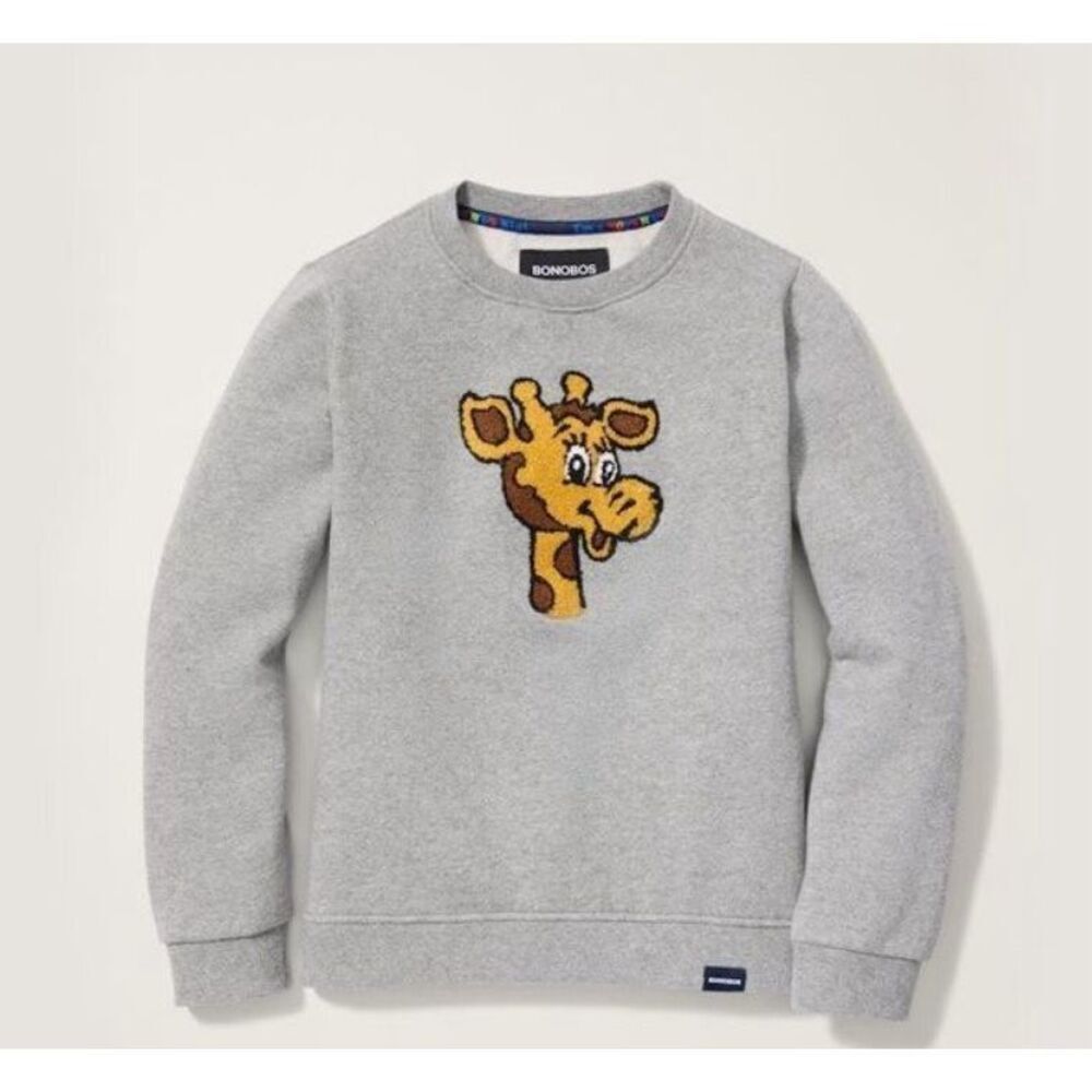 Bonobos NWT Kids Geoffrey Long Sleeve Crewneck Graphic Sweatshirt Light Heather